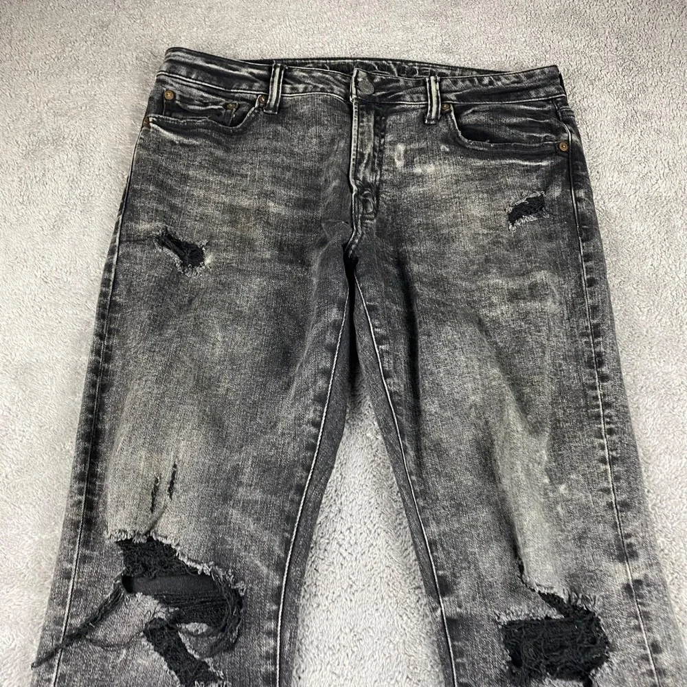 American Eagle Outfitters Next Level Flex Slim Jeans Mens 33x32 Black Distressed